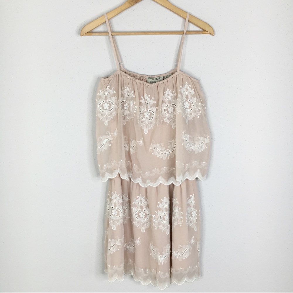 R Cinco Ranch Pale Pink Embroidered Mini Dress
